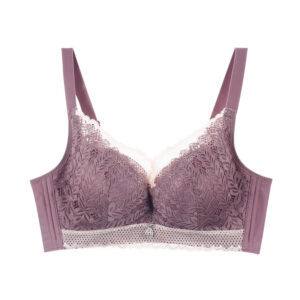 Women’s Lace Bra – Floral, Full Coverage (Purple)